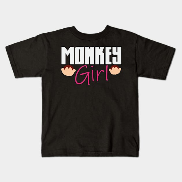 Monkey Girl Girls Monkeys Ape Apes Kids T-Shirt by DesignatedDesigner